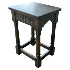 Gothic Style Oak Occasional Table   A good sturdy little table or plant stand