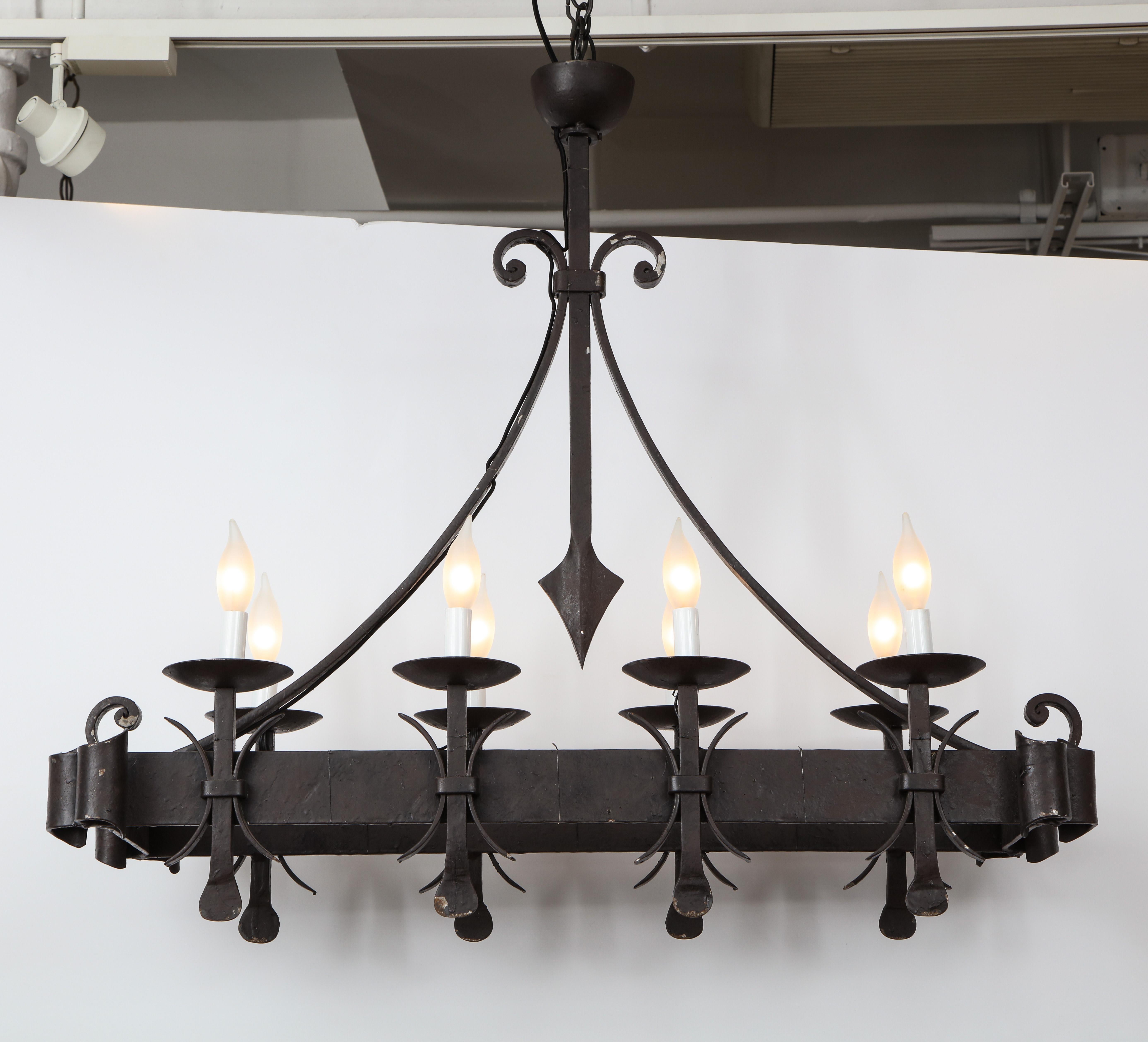 Gothic Style Painted Iron Chandelier For Sale 5
