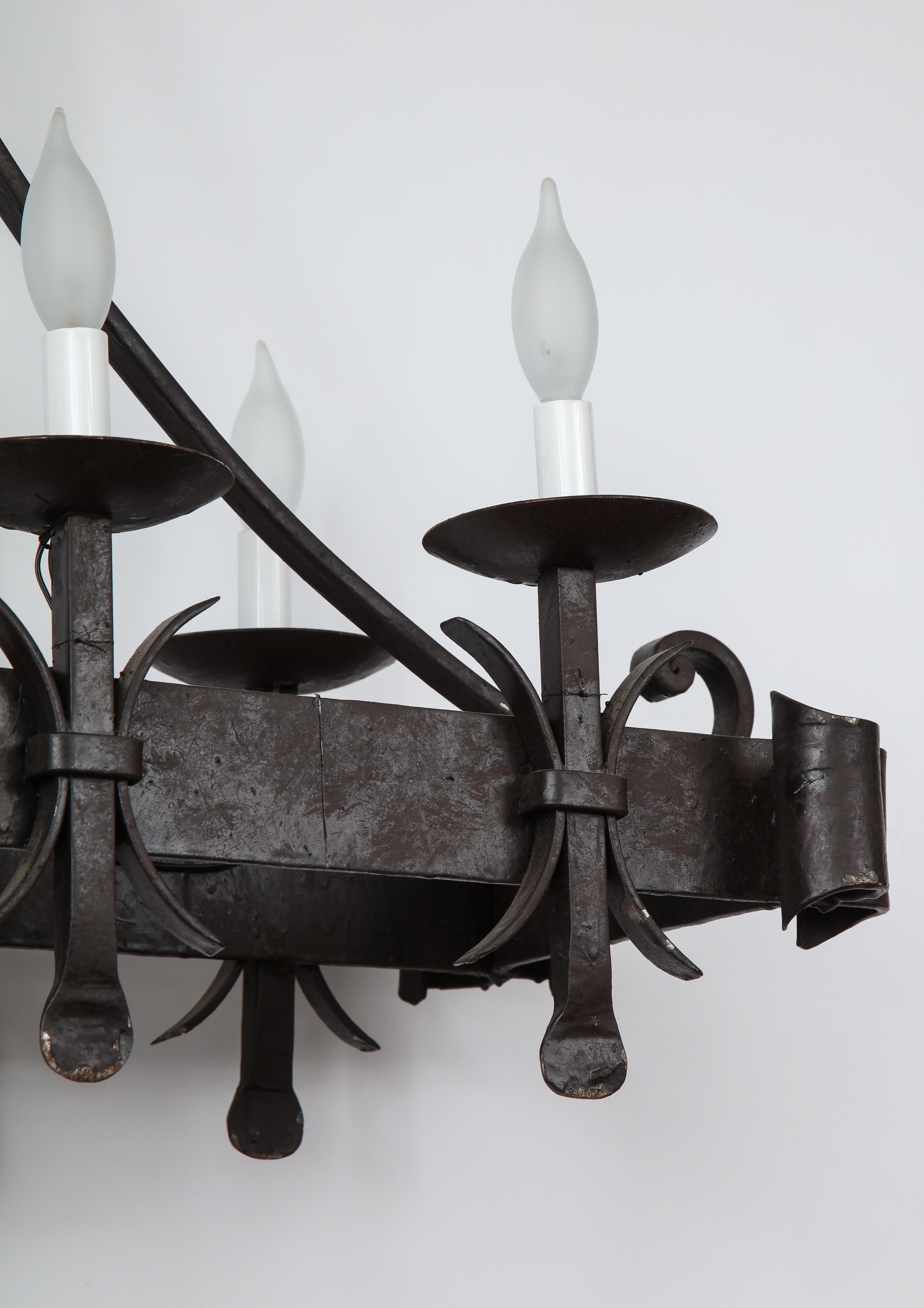 Gothic Style Painted Iron Chandelier For Sale 9