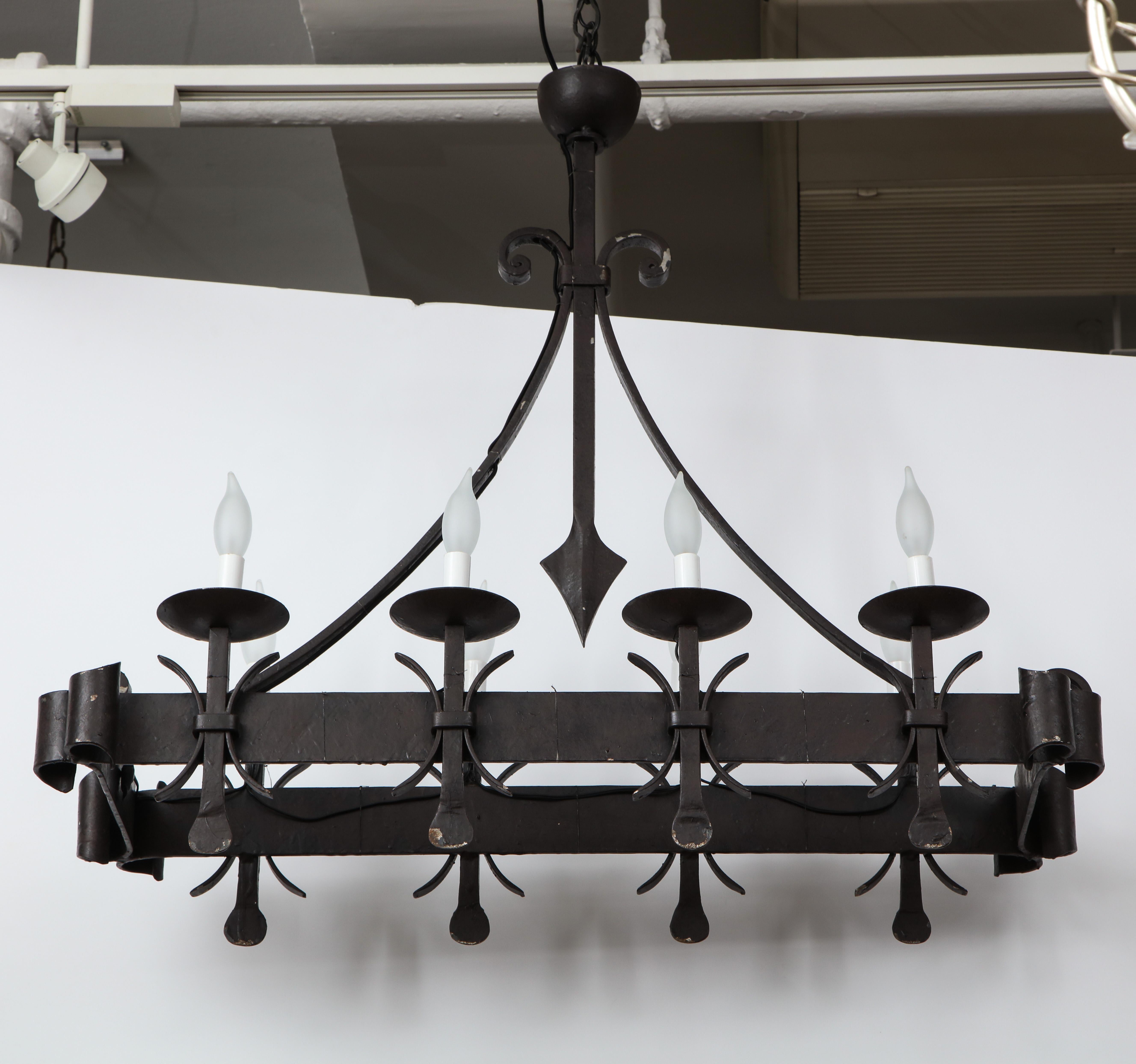 Gothic Style Painted Iron Chandelier In Good Condition For Sale In Stamford, CT