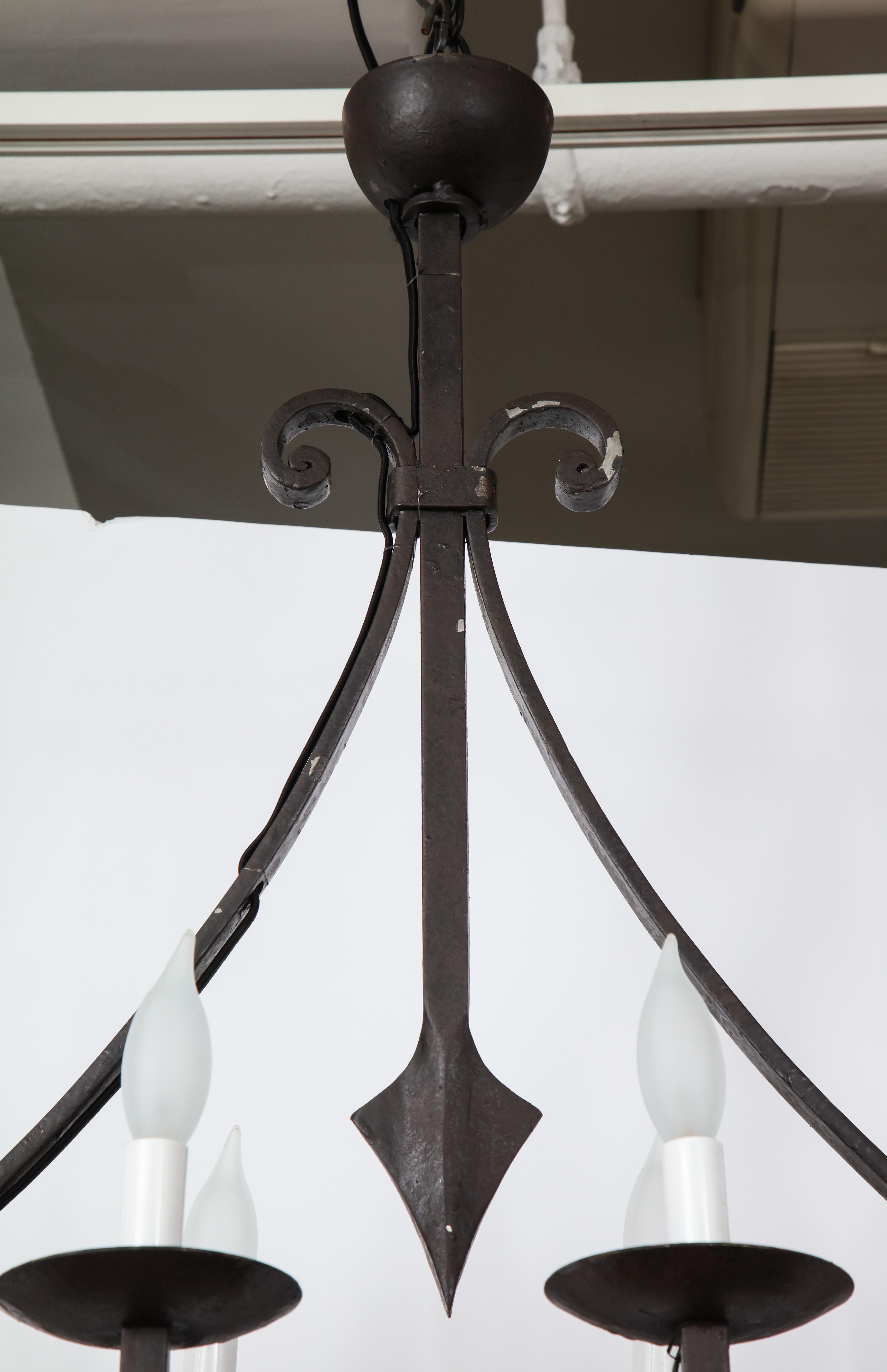 Belgian Gothic Style Painted Iron Chandelier For Sale