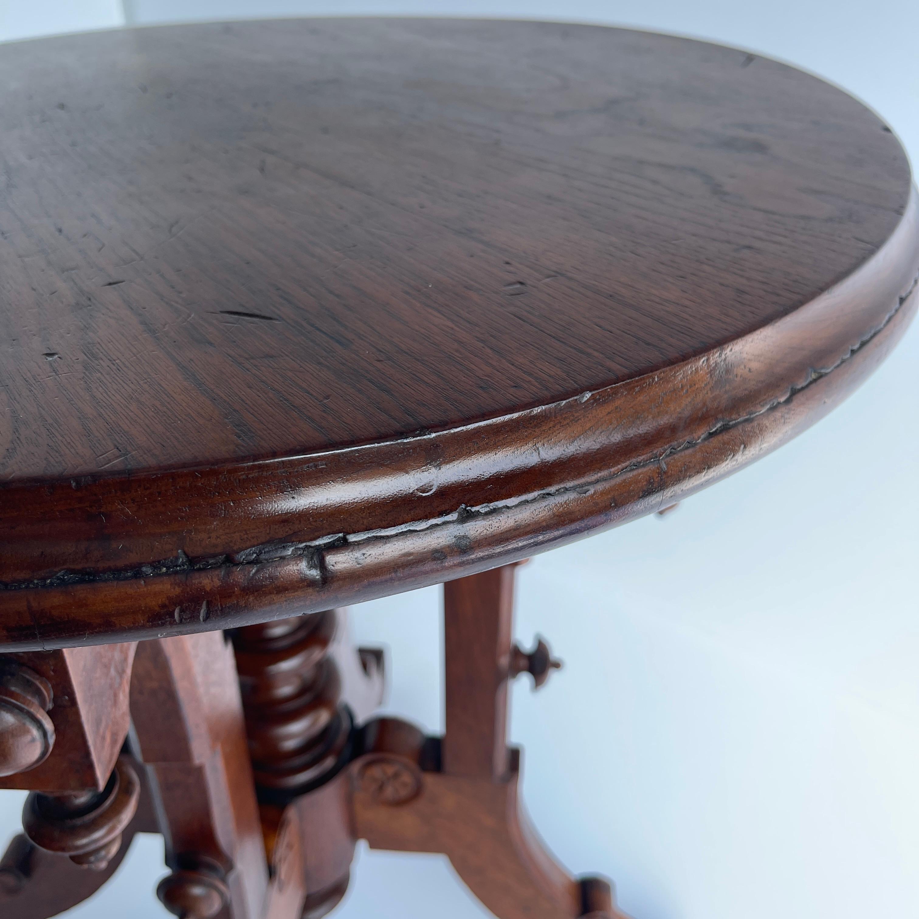 Gothic Style Round Side or Occasional Table, Circa 1880 4