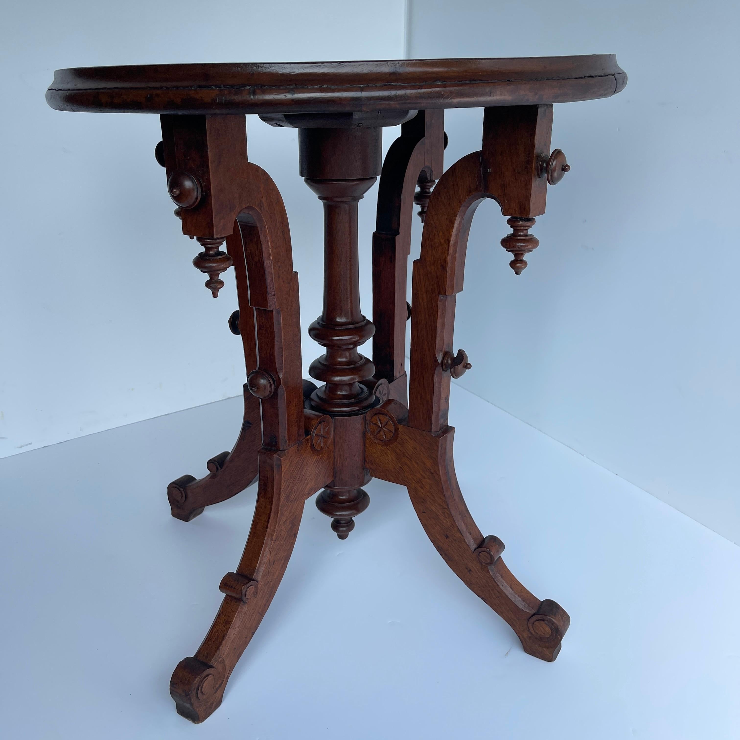Gothic Style Round Side or Occasional Table, Circa 1880 6