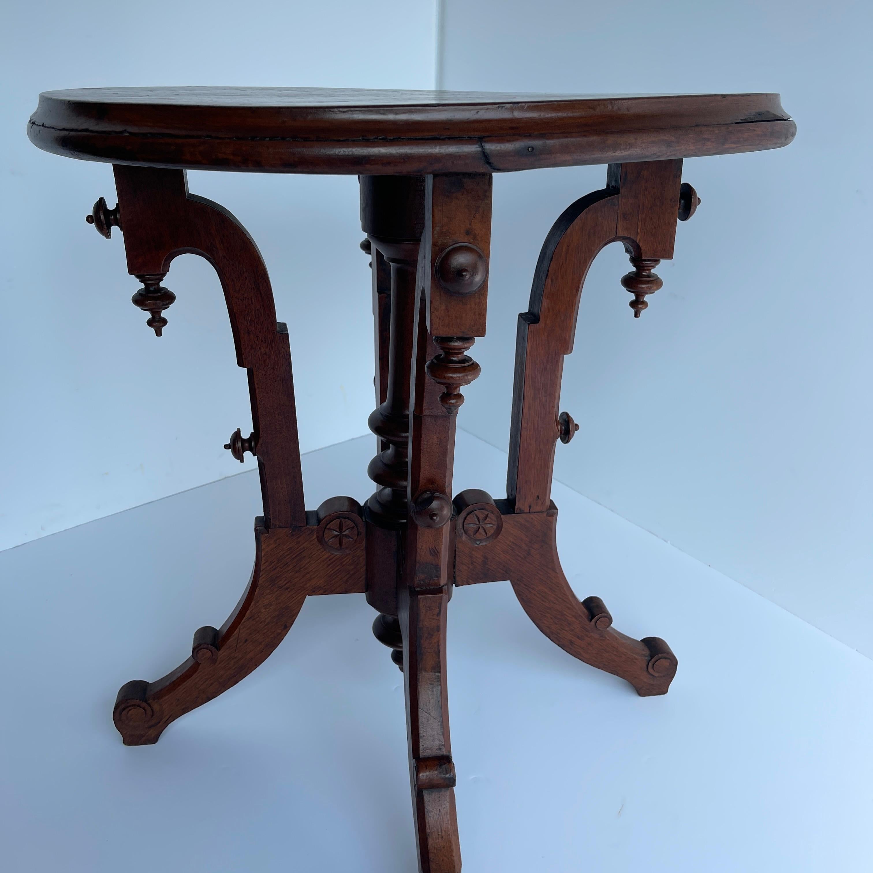 Gothic Style Round Side or Occasional Table, Circa 1880 7