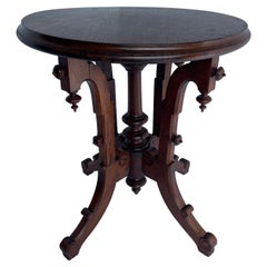 Antique Gothic Style Round Side or Occasional Table, Circa 1880