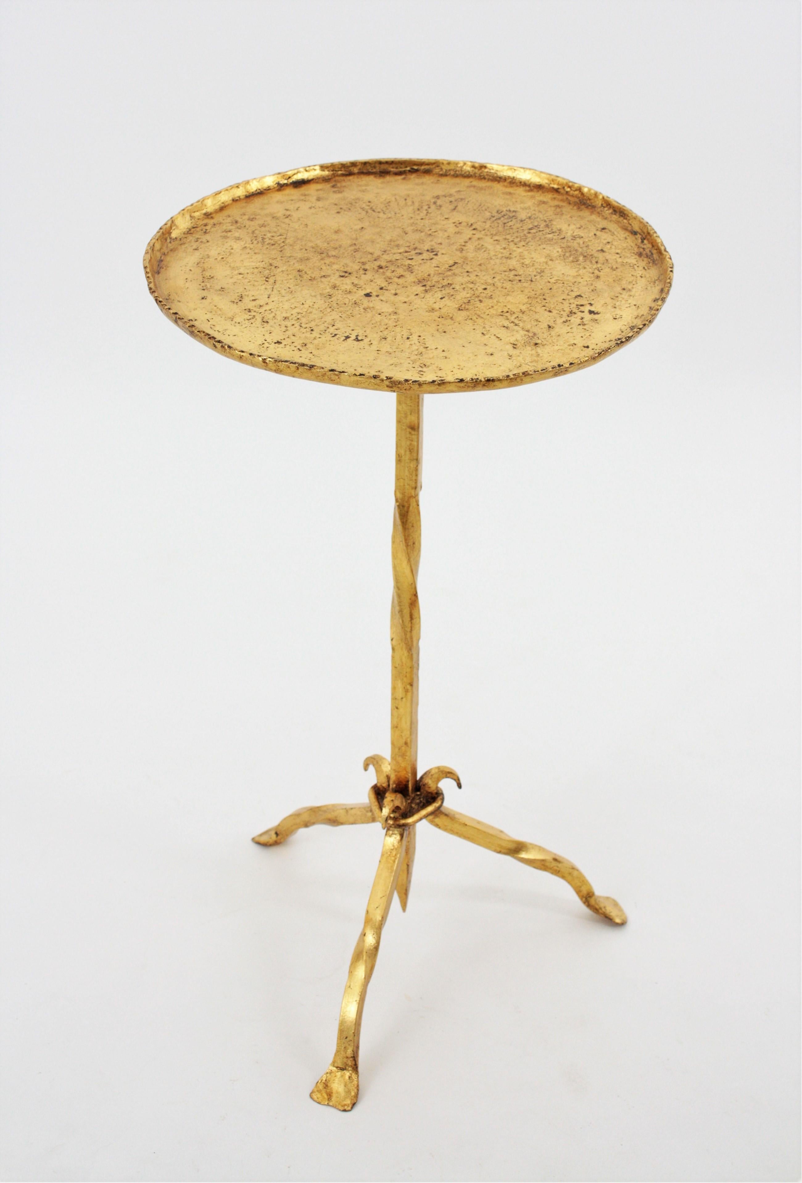 Gothic Revival  Spanish Gothic Style Gold Leaf Gilt Iron Drinks Table, Stand or Side Table 