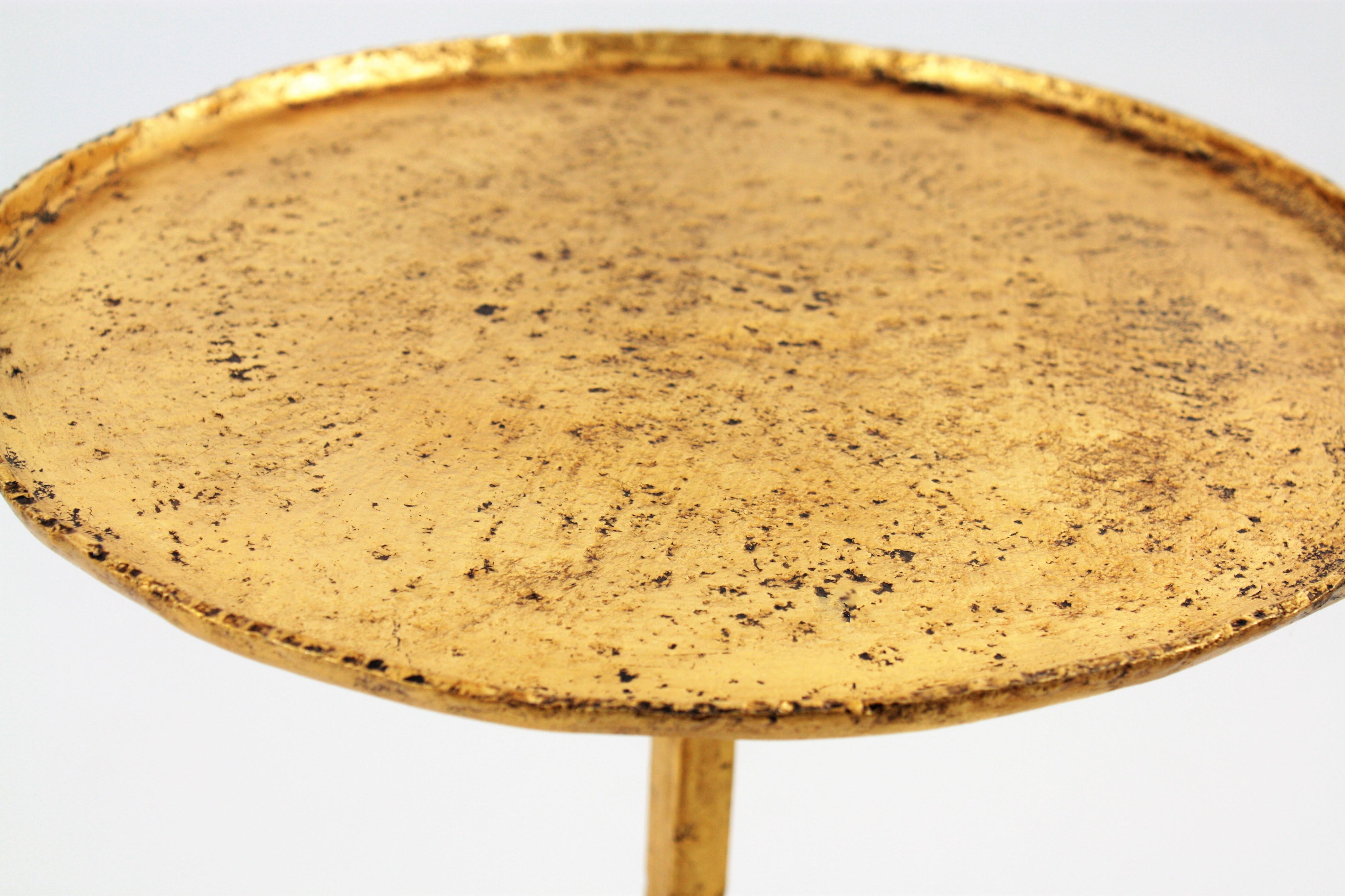  Spanish Gothic Style Gold Leaf Gilt Iron Drinks Table, Stand or Side Table  1