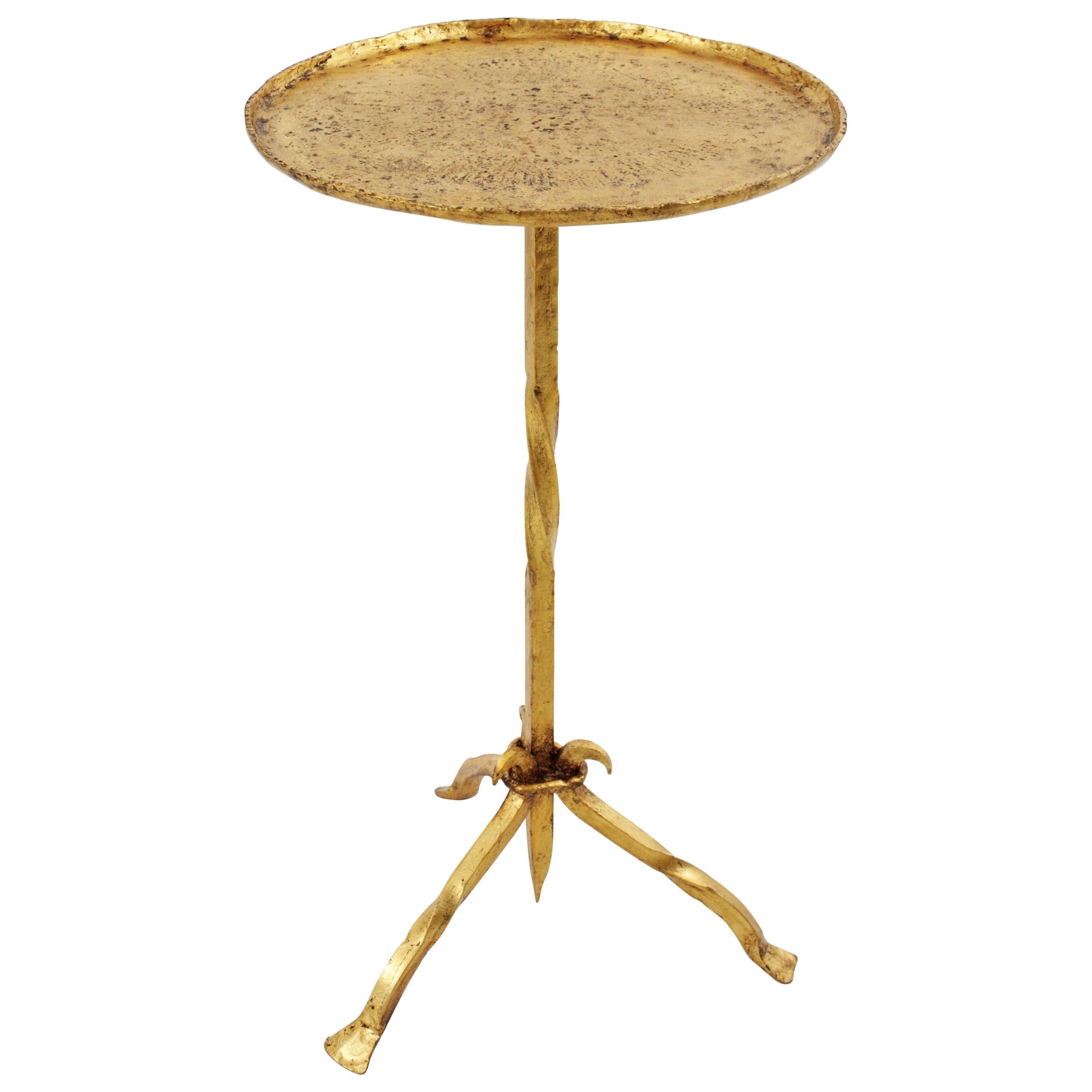  Spanish Gothic Style Gold Leaf Gilt Iron Drinks Table, Stand or Side Table 