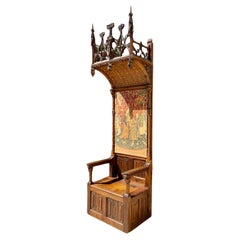 Antique Gothic Style Throne Chair / Cathedral Chair