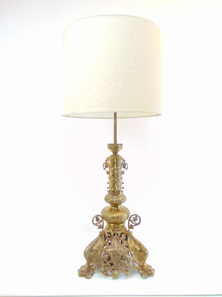 Gothic Style Vintage Brass Lamp For Sale at 1stDibs gothic lamps for sale