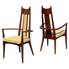 Gothic Style Walnut 1960s Armchairs a Pair