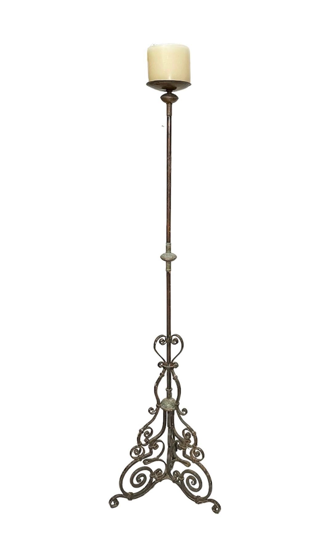 Gothic Style Wrought Iron Candle holder/Torchere For Sale 8