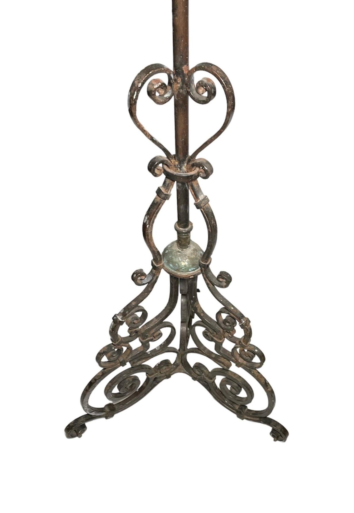 Gothic Style Wrought Iron Candle holder/Torchere For Sale 9
