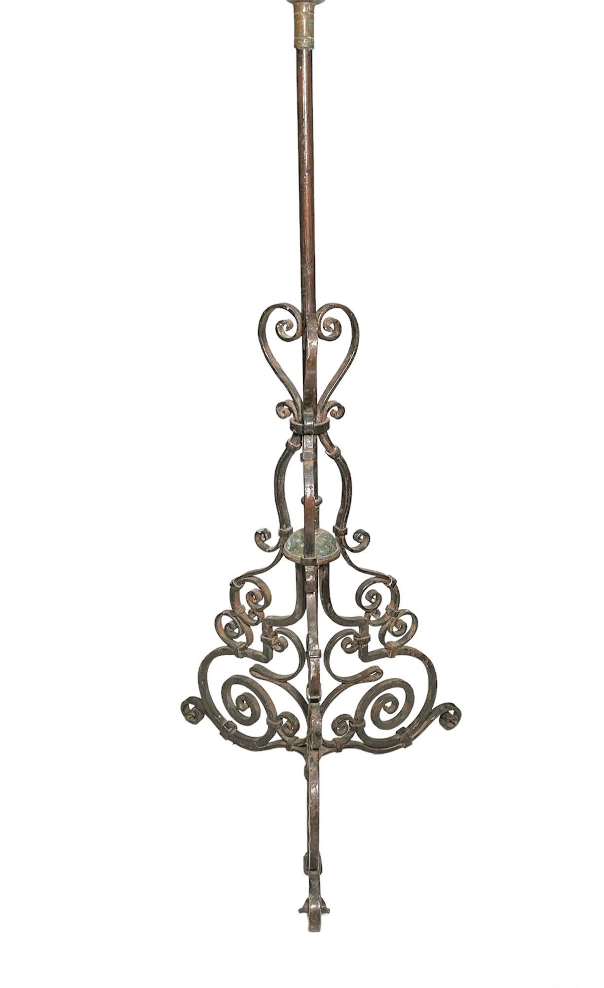 20th Century Gothic Style Wrought Iron Candle holder/Torchere For Sale