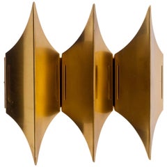 Gothic Three Sconce by Lyfa, Brass, Denmark, 1960s
