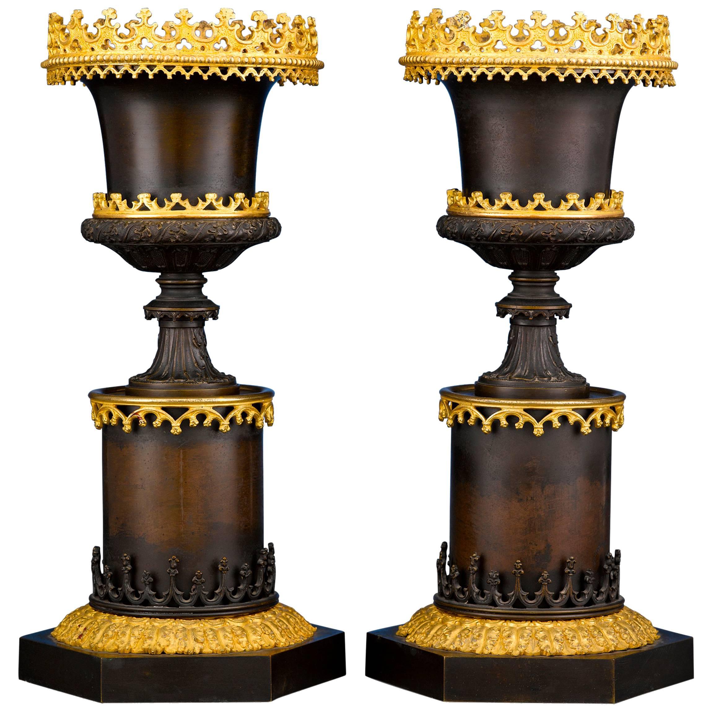 Gothic Two-Color Bronze Urns