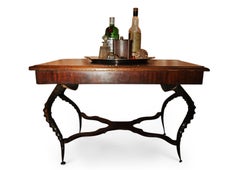 Gothic Victorian Side Table Raised on Impala Horn Legs joined by a Stretcher