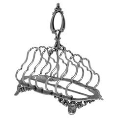 Gothic Victorian Sterling Silver Toast Rack, John Gilbert, Birmingham 1851