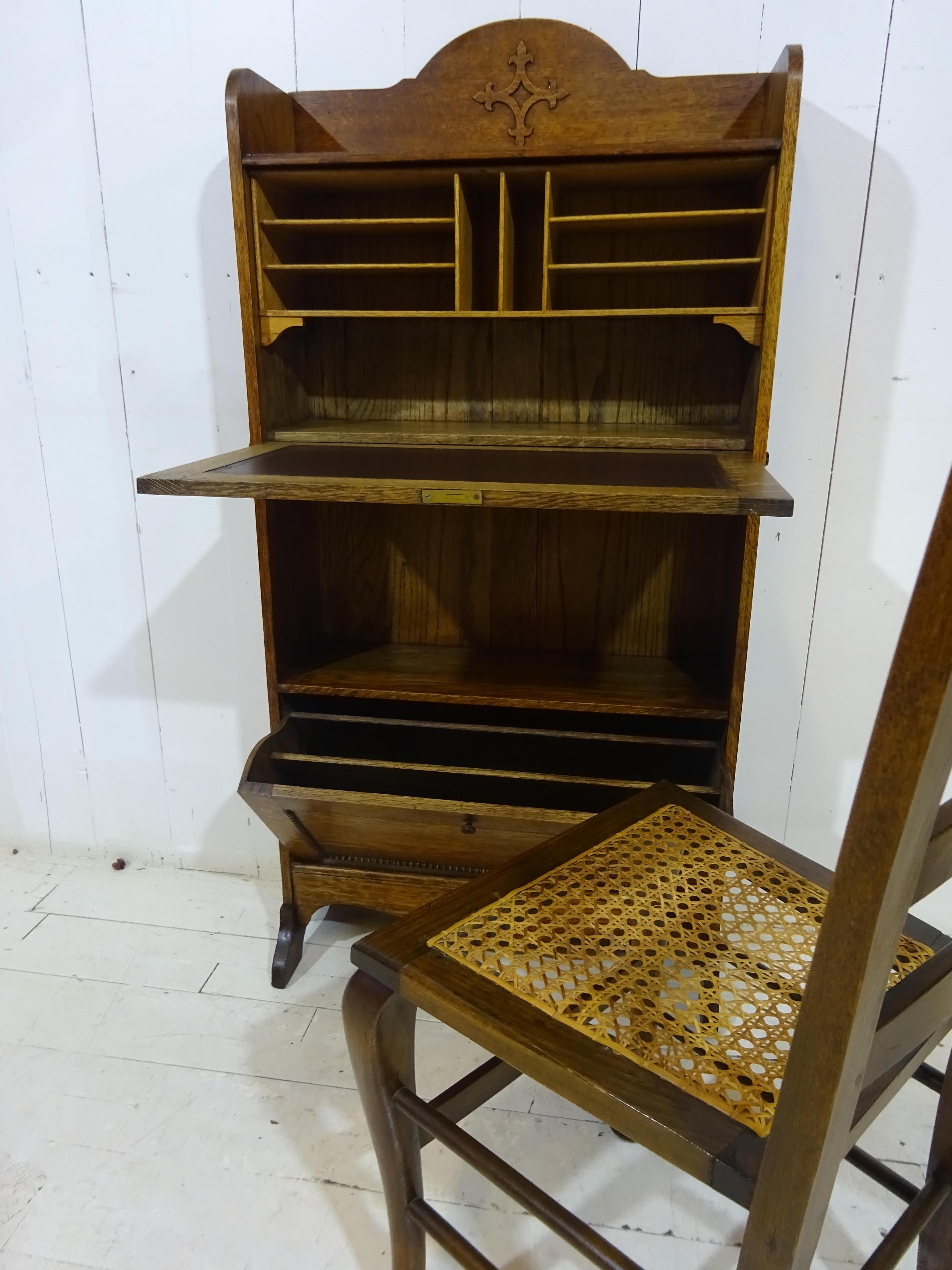 Mid-19th Century Gothic Victorian Writing Desk and Chair