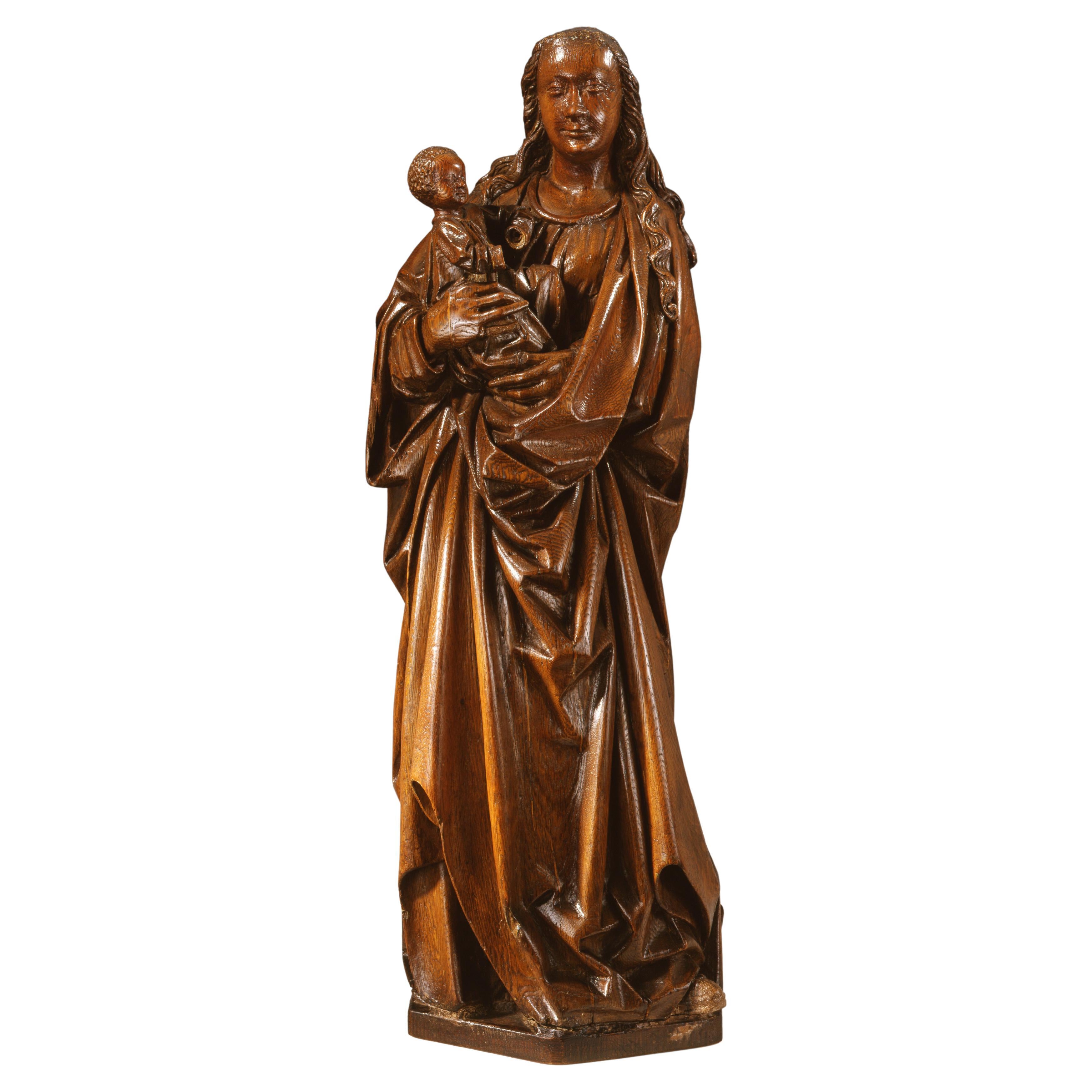 Gothic Virgin and Child from Flanders For Sale