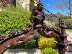 Gothic Walnut Carved Mirror, 19th Century