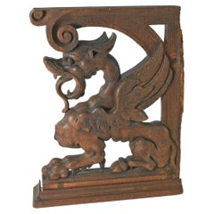 Gothic Winged Griffin Architectural Fragment in Oak