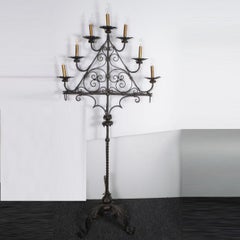 Gothic wrought iron candelabra style floor lamp