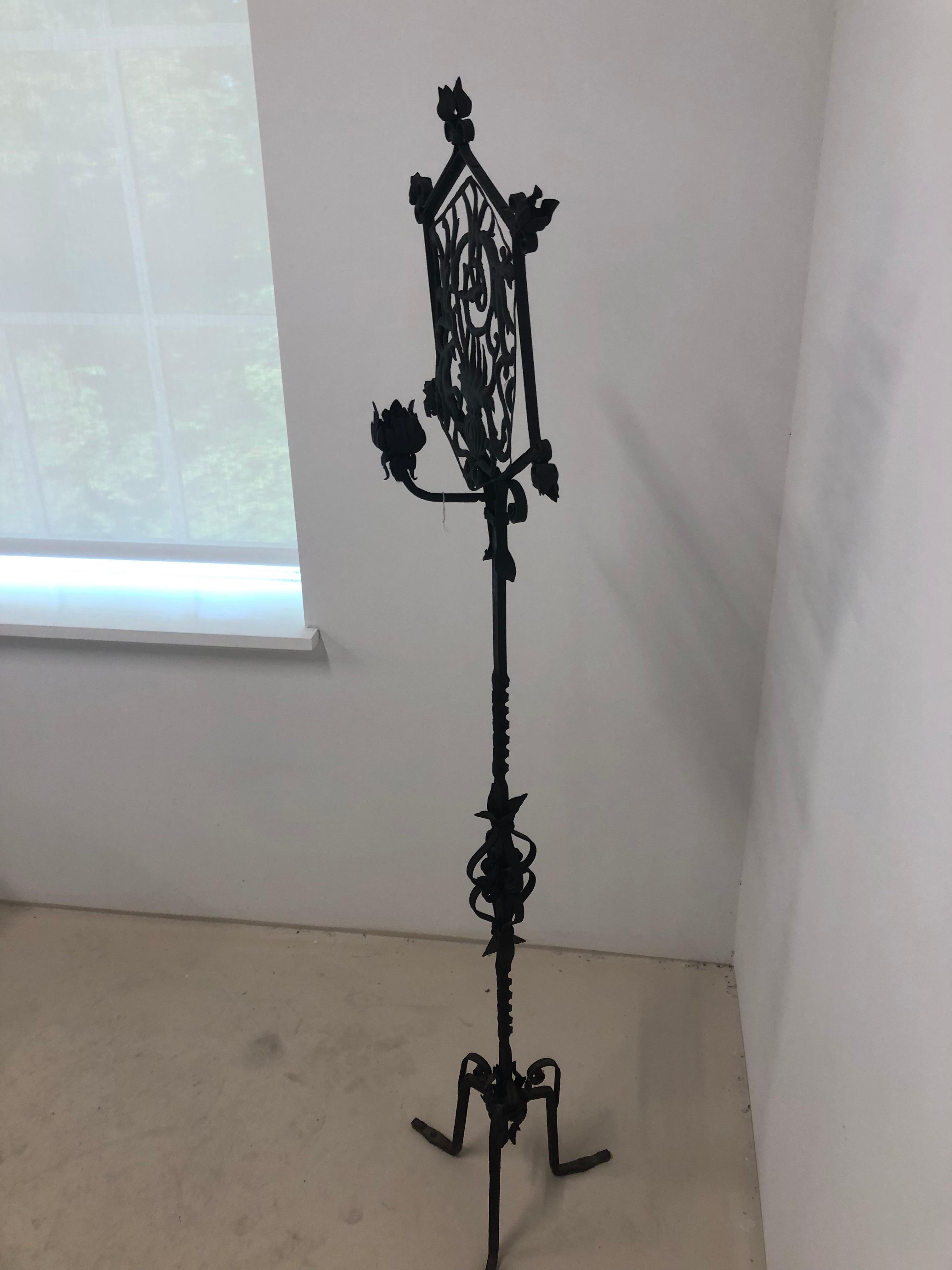 European Gothic Wrought Iron Floor Lamp/Candle stand