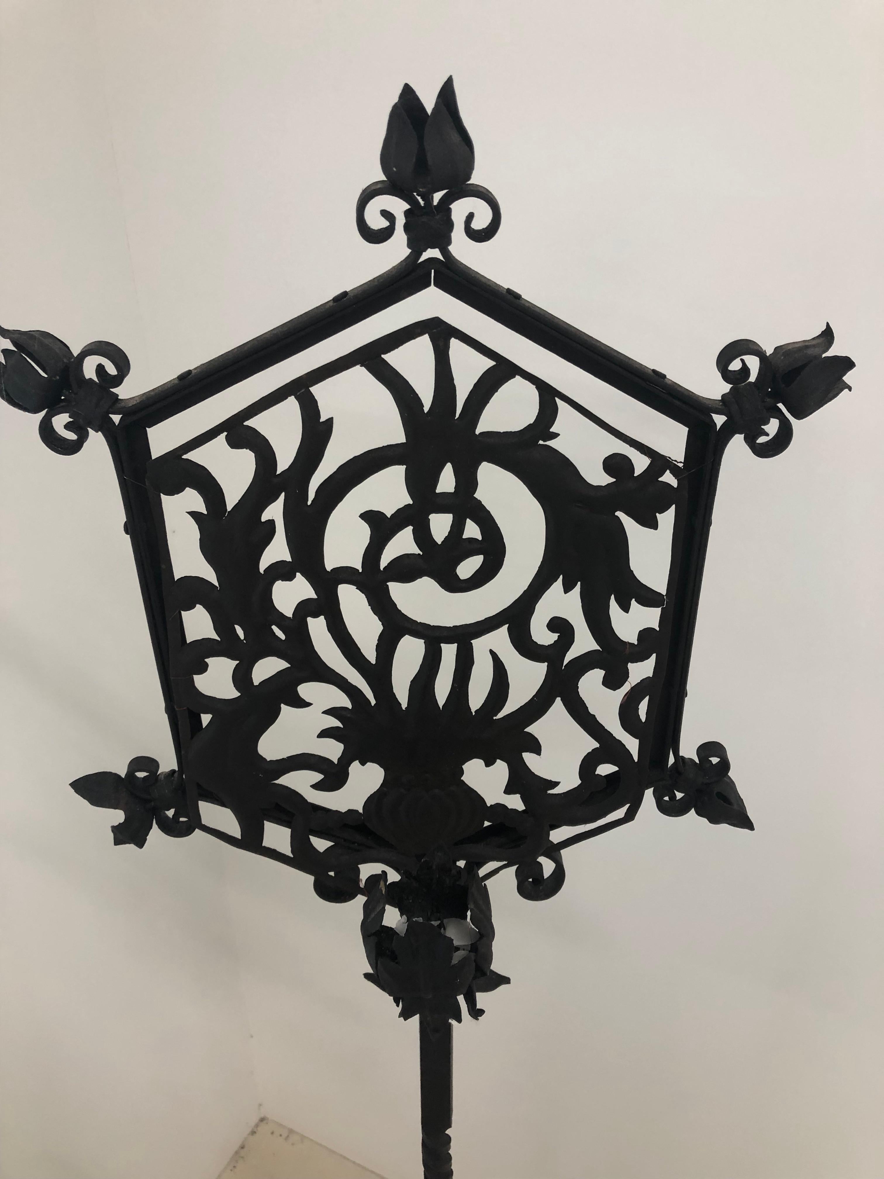 Gothic Wrought Iron Floor Lamp/Candle stand In Good Condition In  Richmond, VA