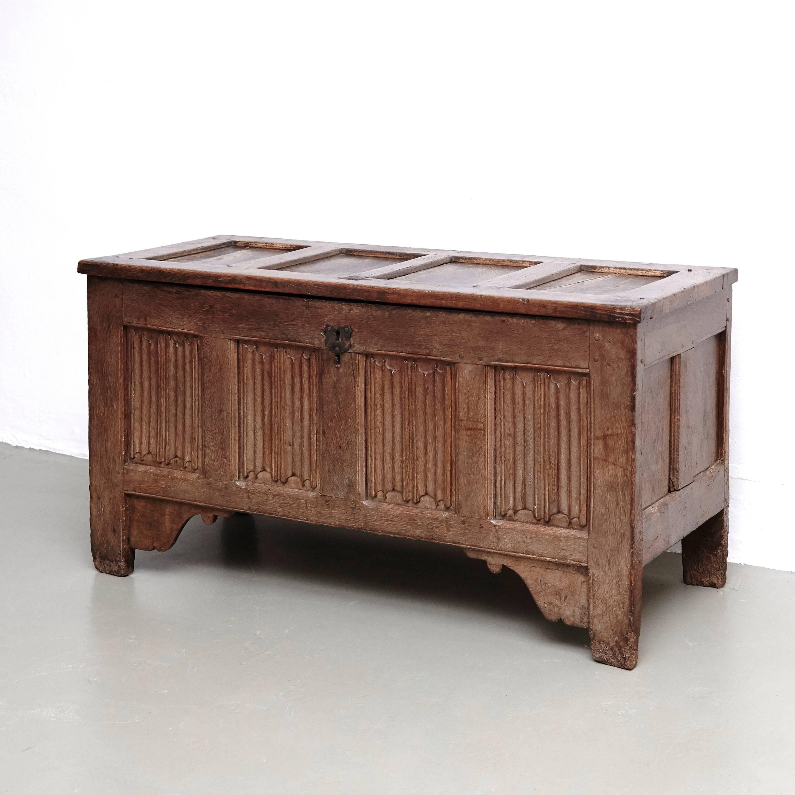 18th Century and Earlier Gothic 16th Century Wood Chest