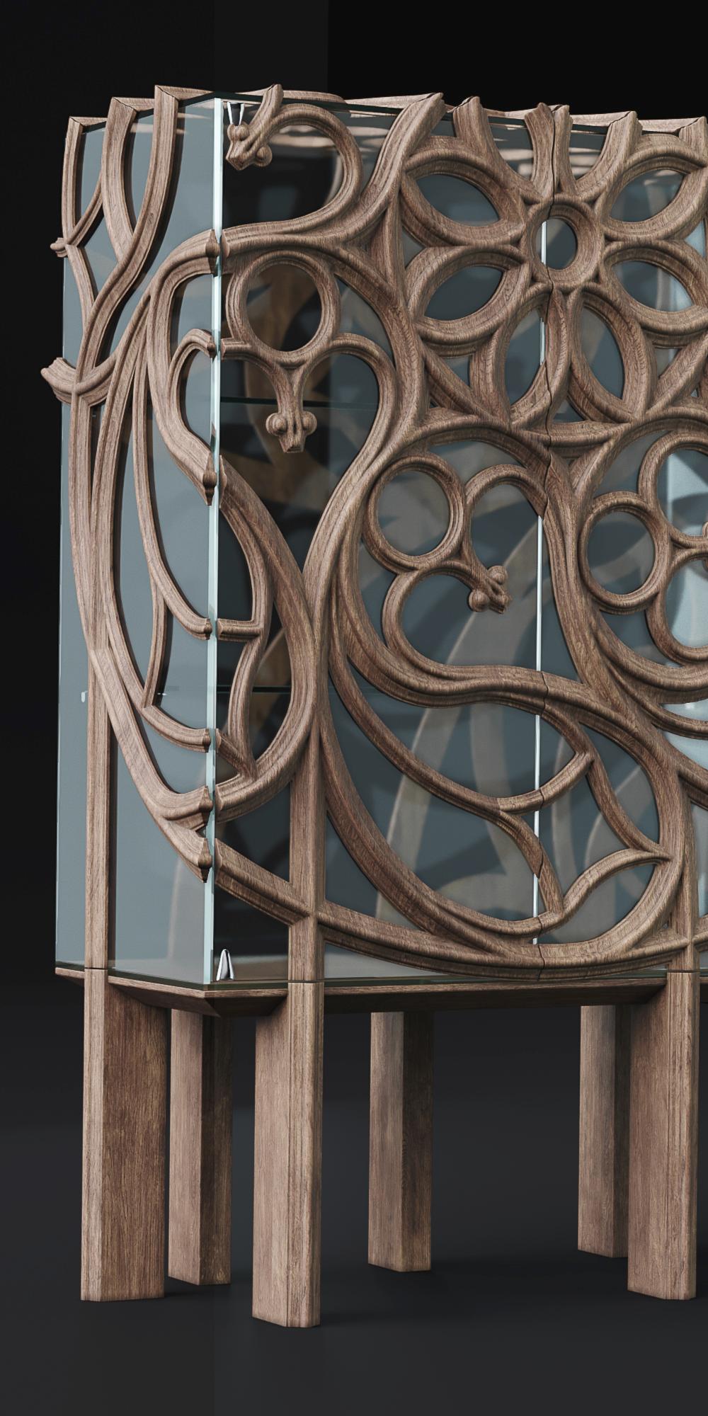 Armoire GOTHIK/A avec décorations en bois de chêne de Ferruccio Laviani en vente 3