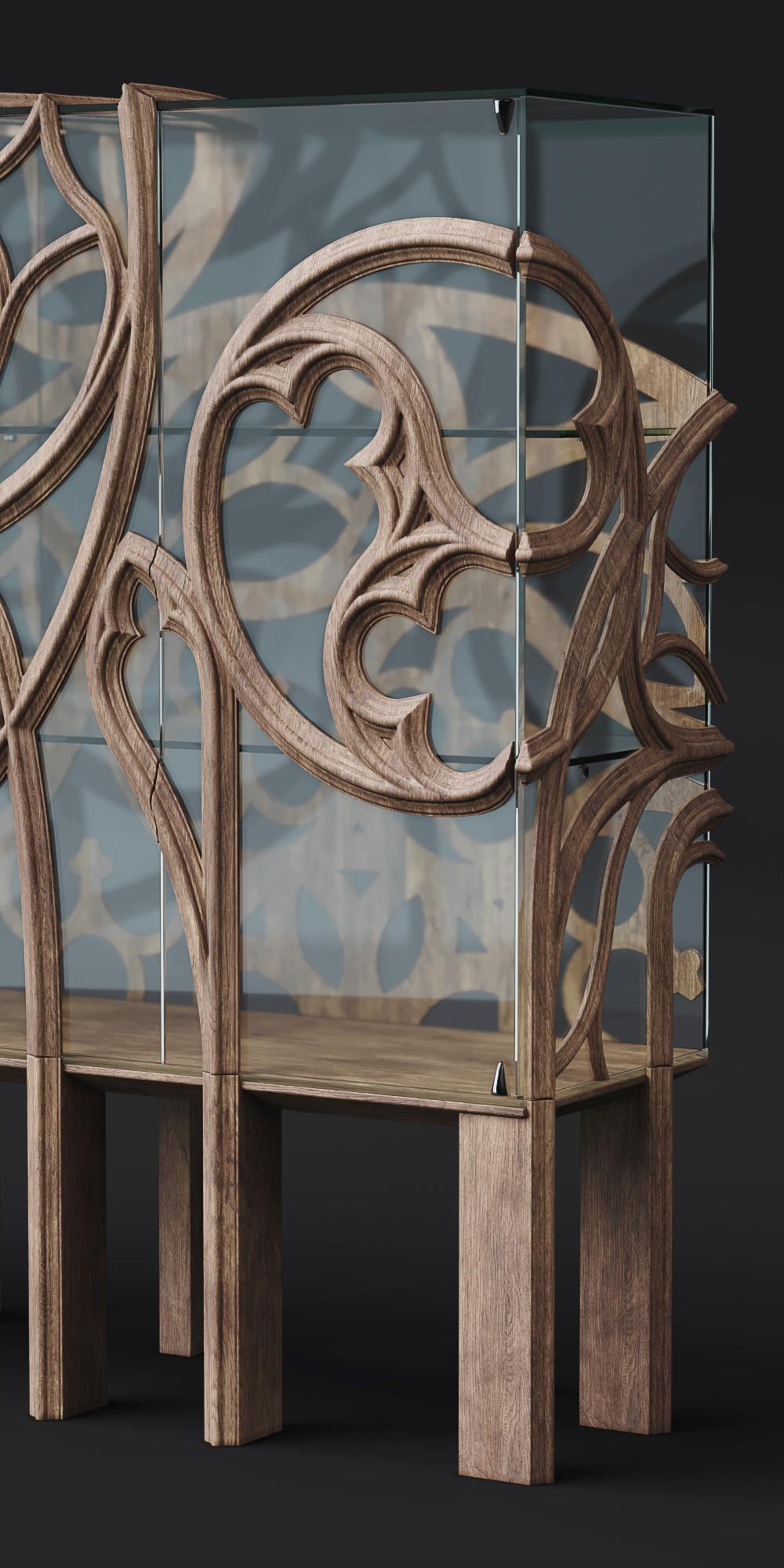 Armoire GOTHIK/A avec décorations en bois de chêne de Ferruccio Laviani en vente 4