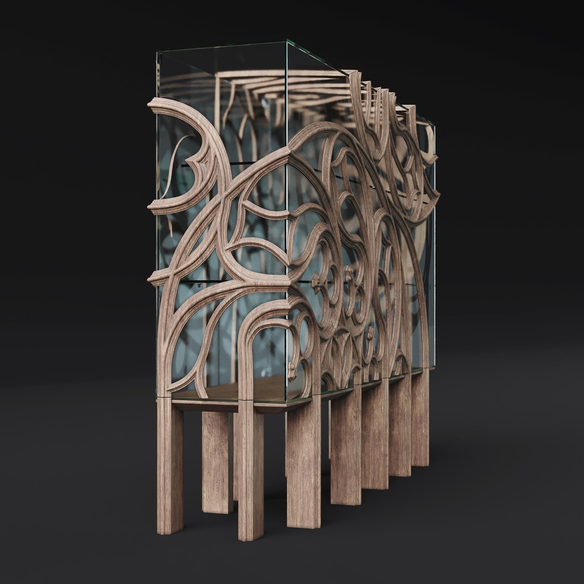 Armoire GOTHIK/A avec décorations en bois de chêne de Ferruccio Laviani en vente 2
