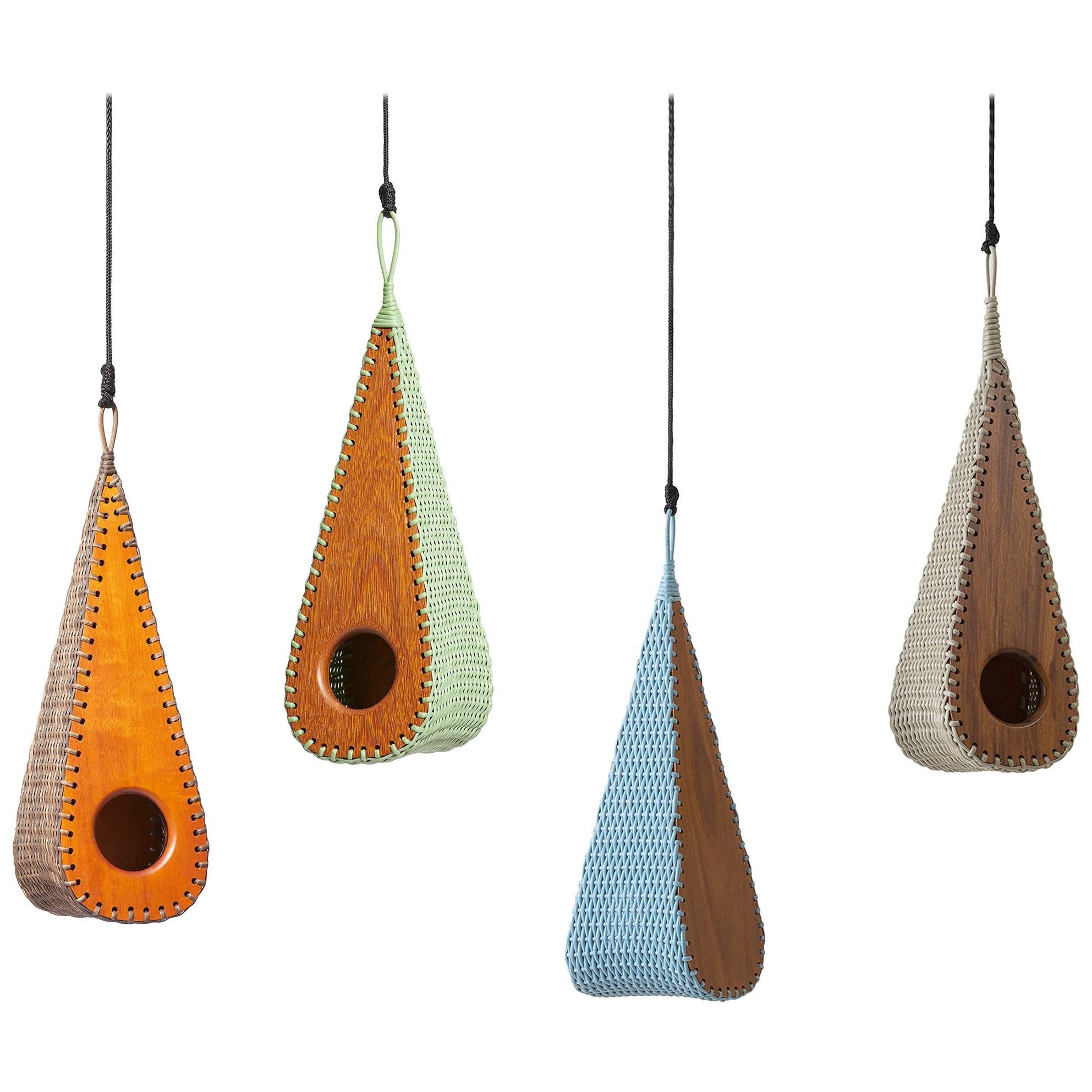 Gotinha Brazilian Contemporary Wood Outdoor Birdhouse by Lattoog