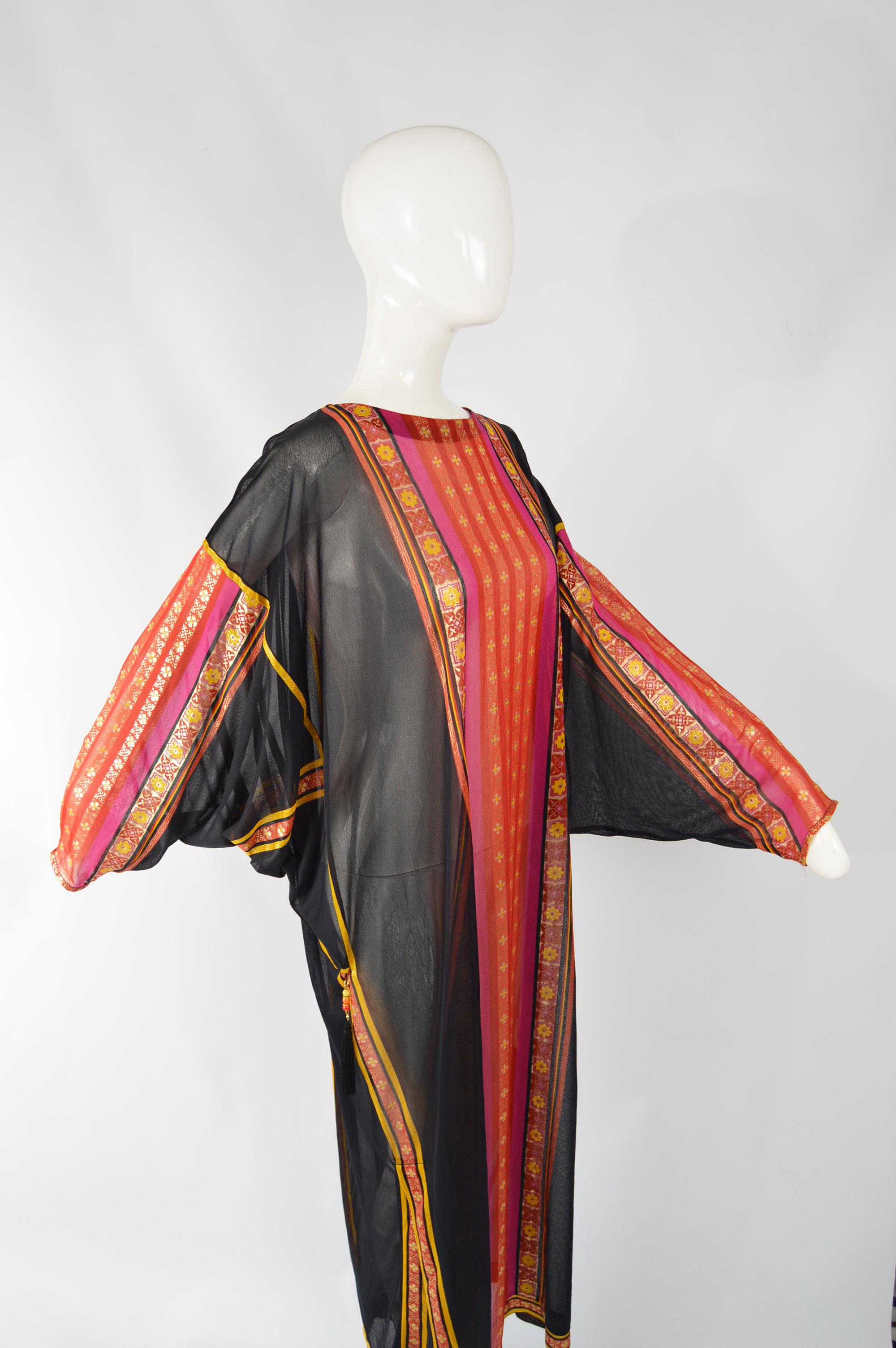 Women's Gottex 1970s Vintage Boho Jersey Kaftan Dress