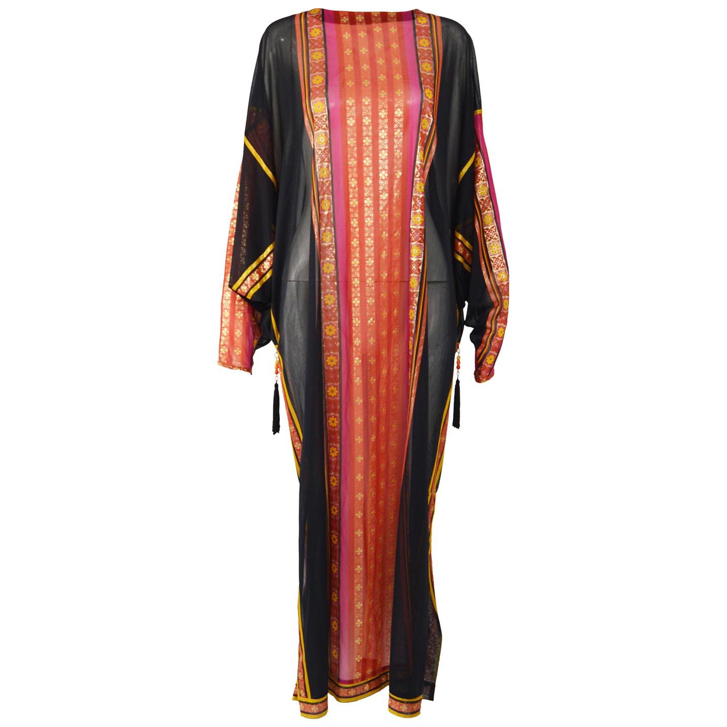 Gottex 1970s Vintage Boho Jersey Kaftan Dress