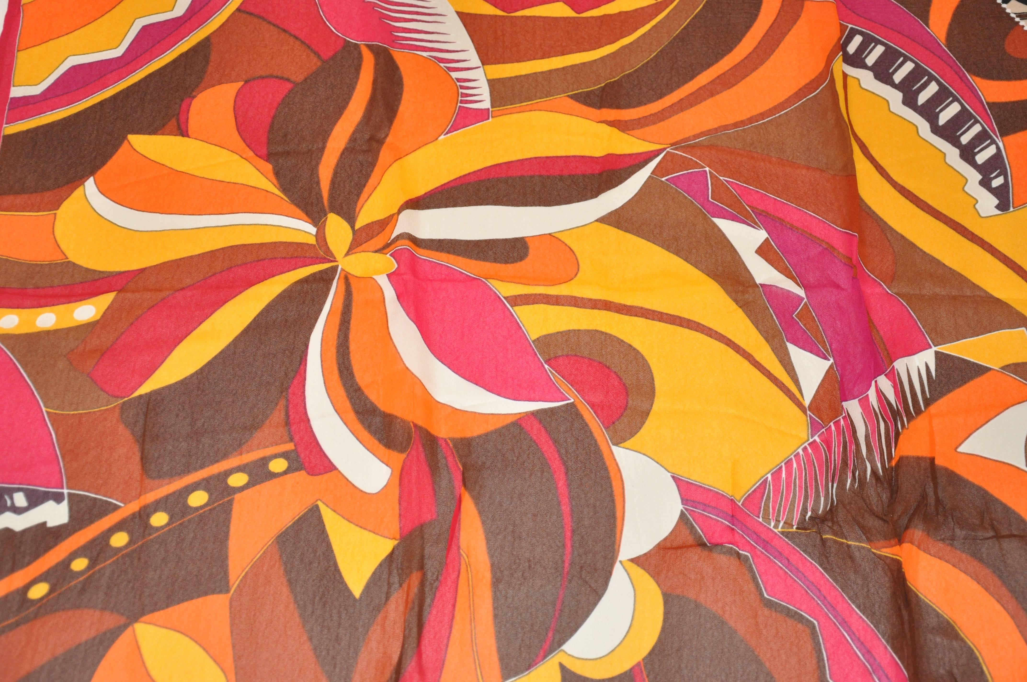 Gottex Huge Vivid Multi-color bold Abstract Print Scarf In New Condition For Sale In New York, NY