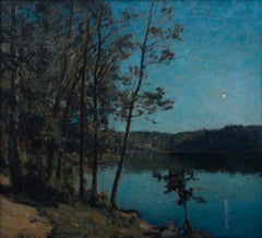 Landscape with Evening Star Painting by Swedish Artist Gottfrid Kallstenius