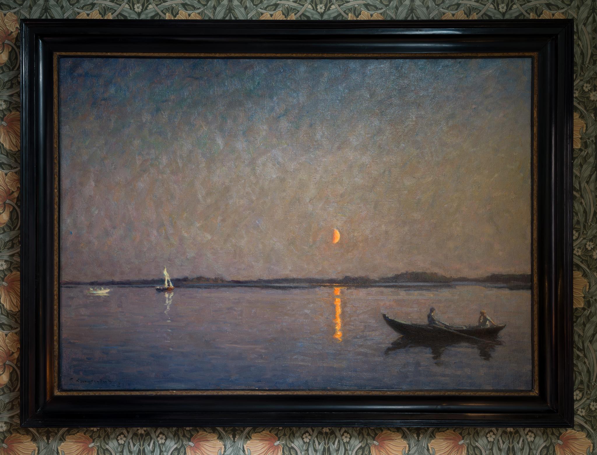 Silent Night (Stilla natt), 1921, Large Moonlight Oil Painting For Sale 1