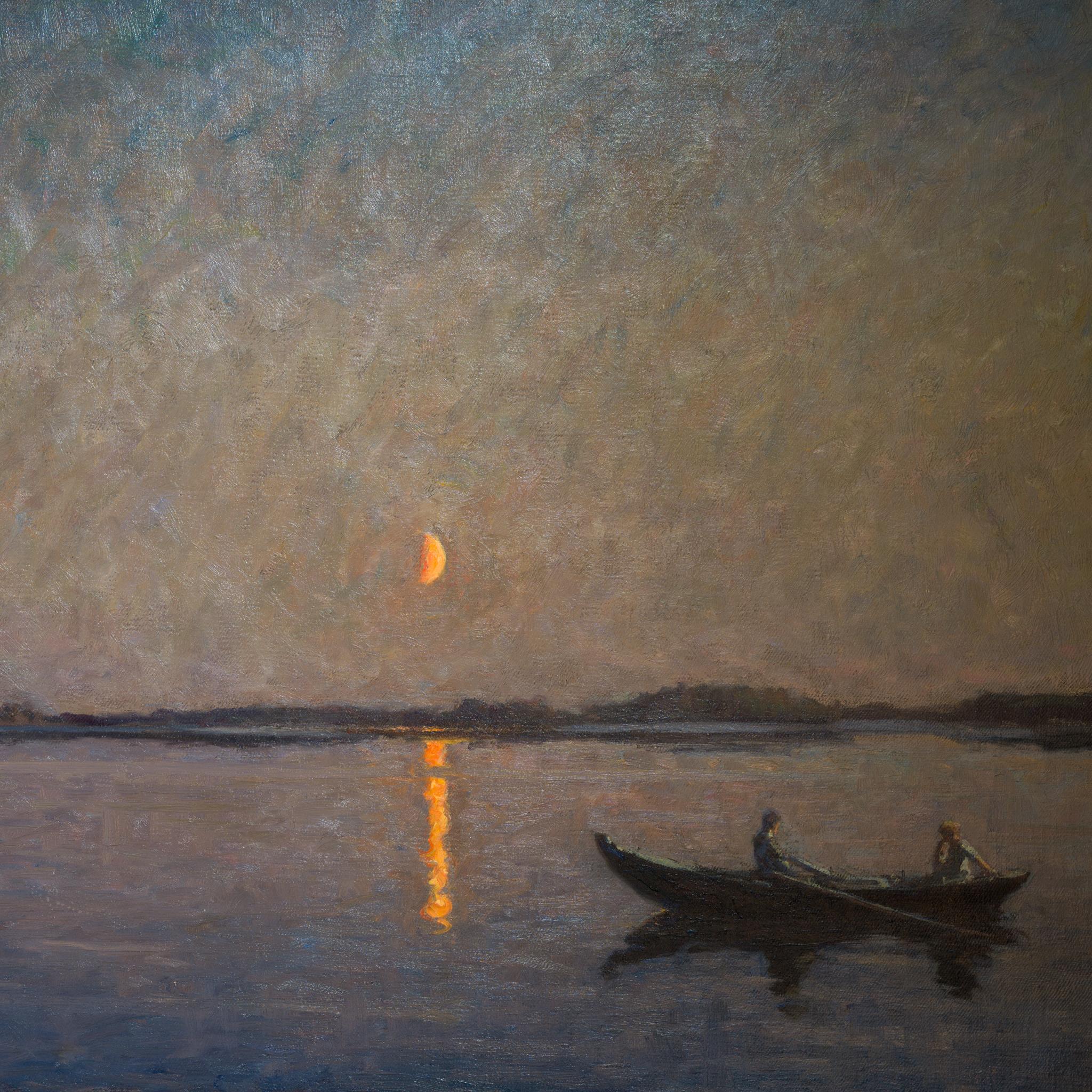 Silent Night (Stilla natt), 1921, Large Moonlight Oil Painting For Sale 2