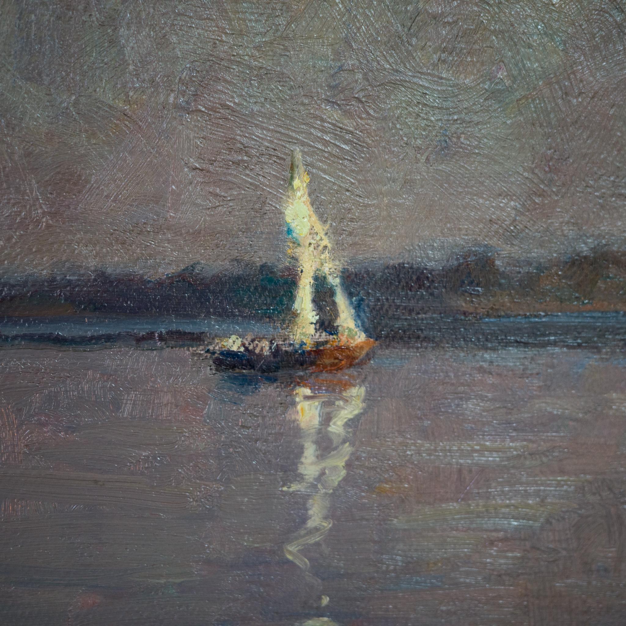 Silent Night (Stilla natt), 1921, Large Moonlight Oil Painting For Sale 3