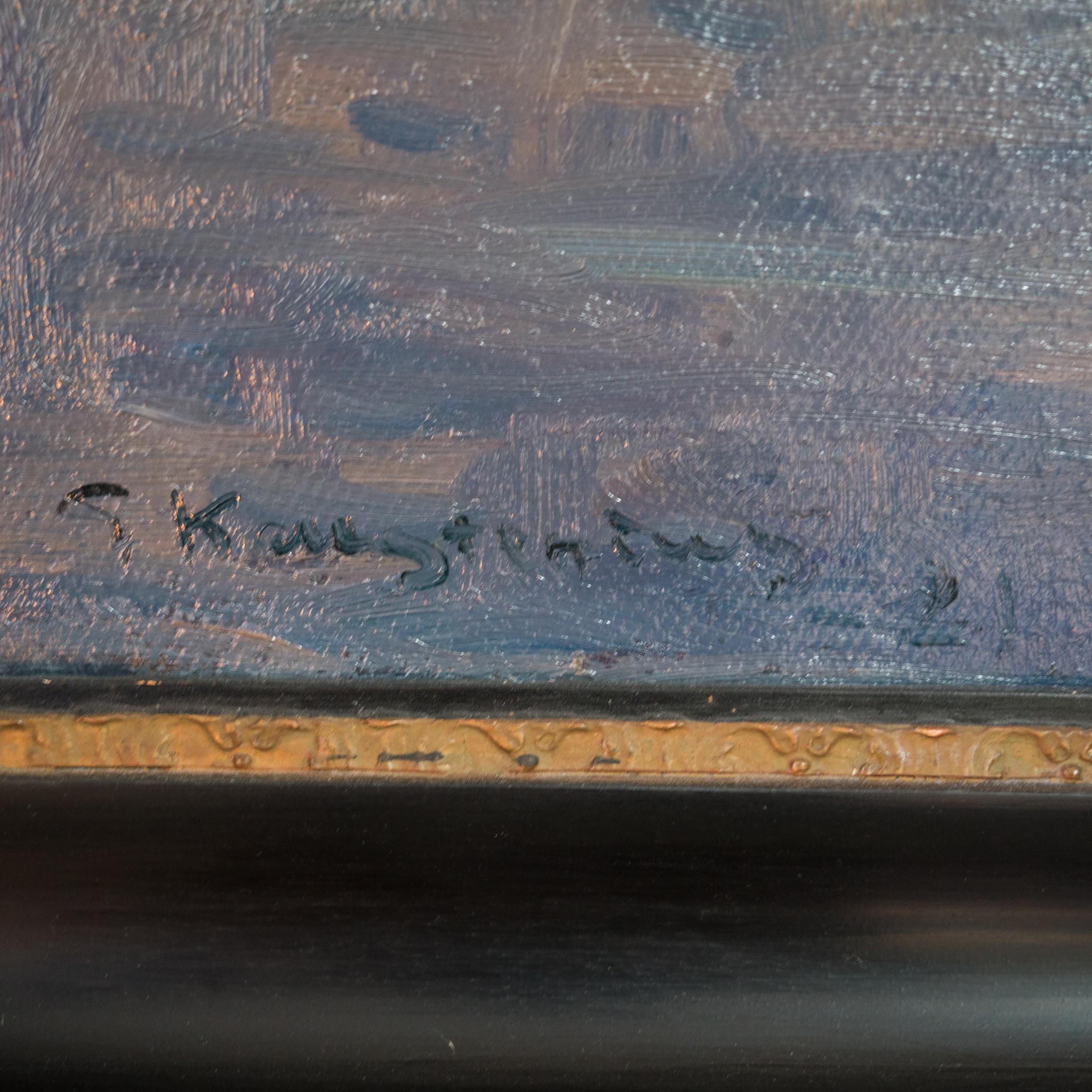 Silent Night (Stilla natt), 1921, Large Moonlight Oil Painting For Sale 6