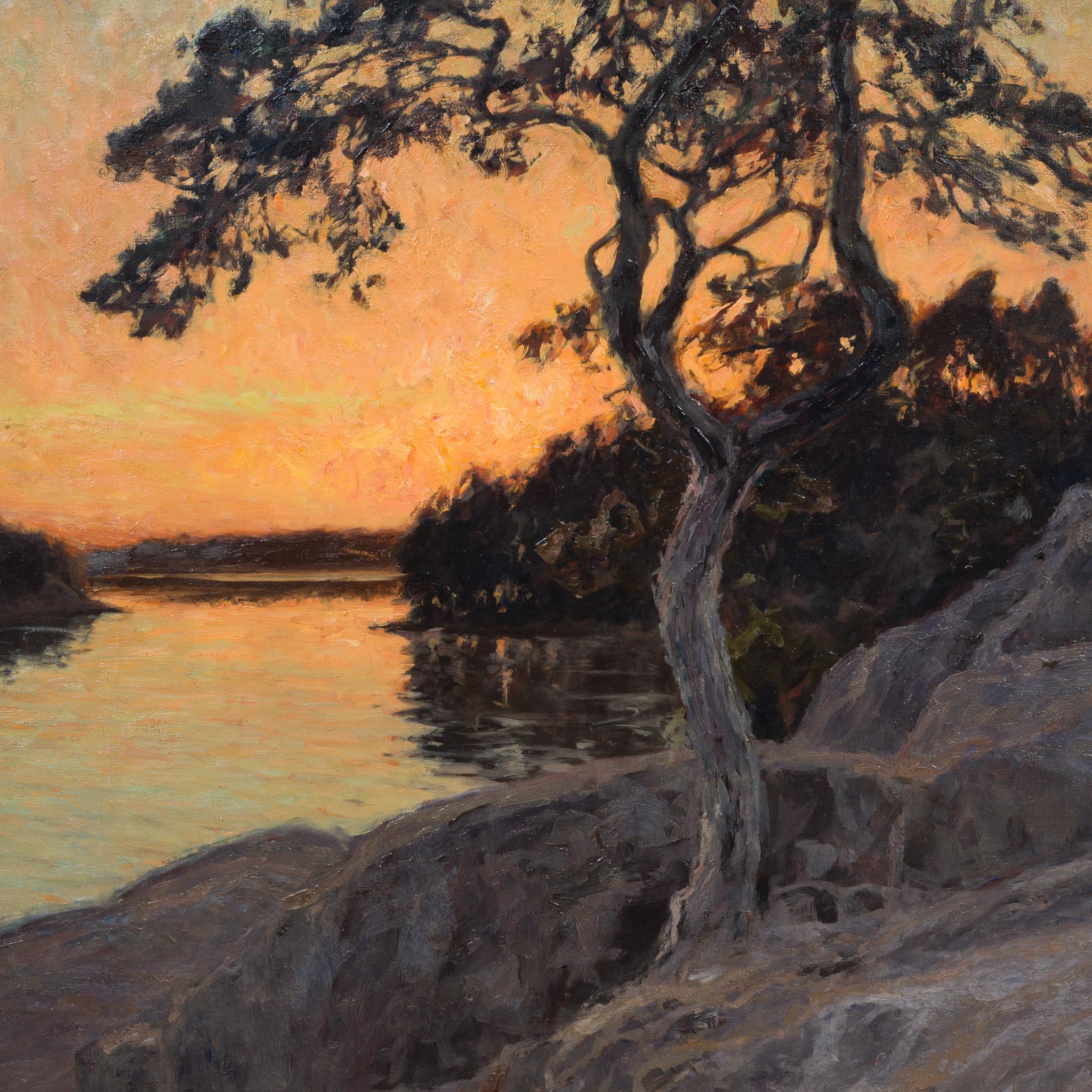 Vista da Månberget, Källvik (1912)u2028 - Painting di Gottfrid Kallstenius 
