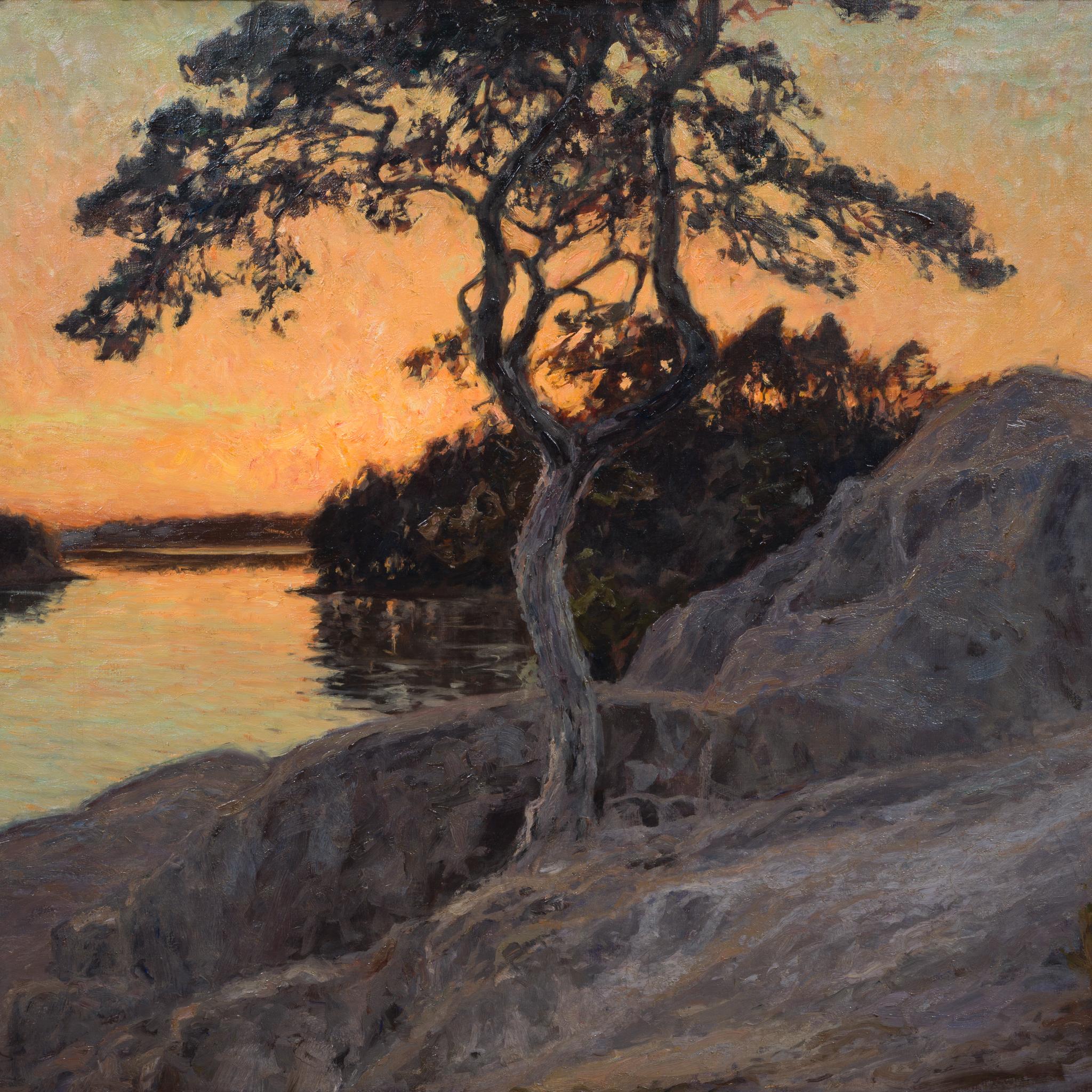 Vista da Månberget, Källvik (1912)u2028 - Painting Romantico di Gottfrid Kallstenius 