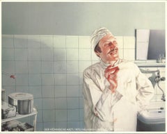 1973 Gottfried Helnwein 'The Scoffing Doctor' Contemporary White Offset Lithogra