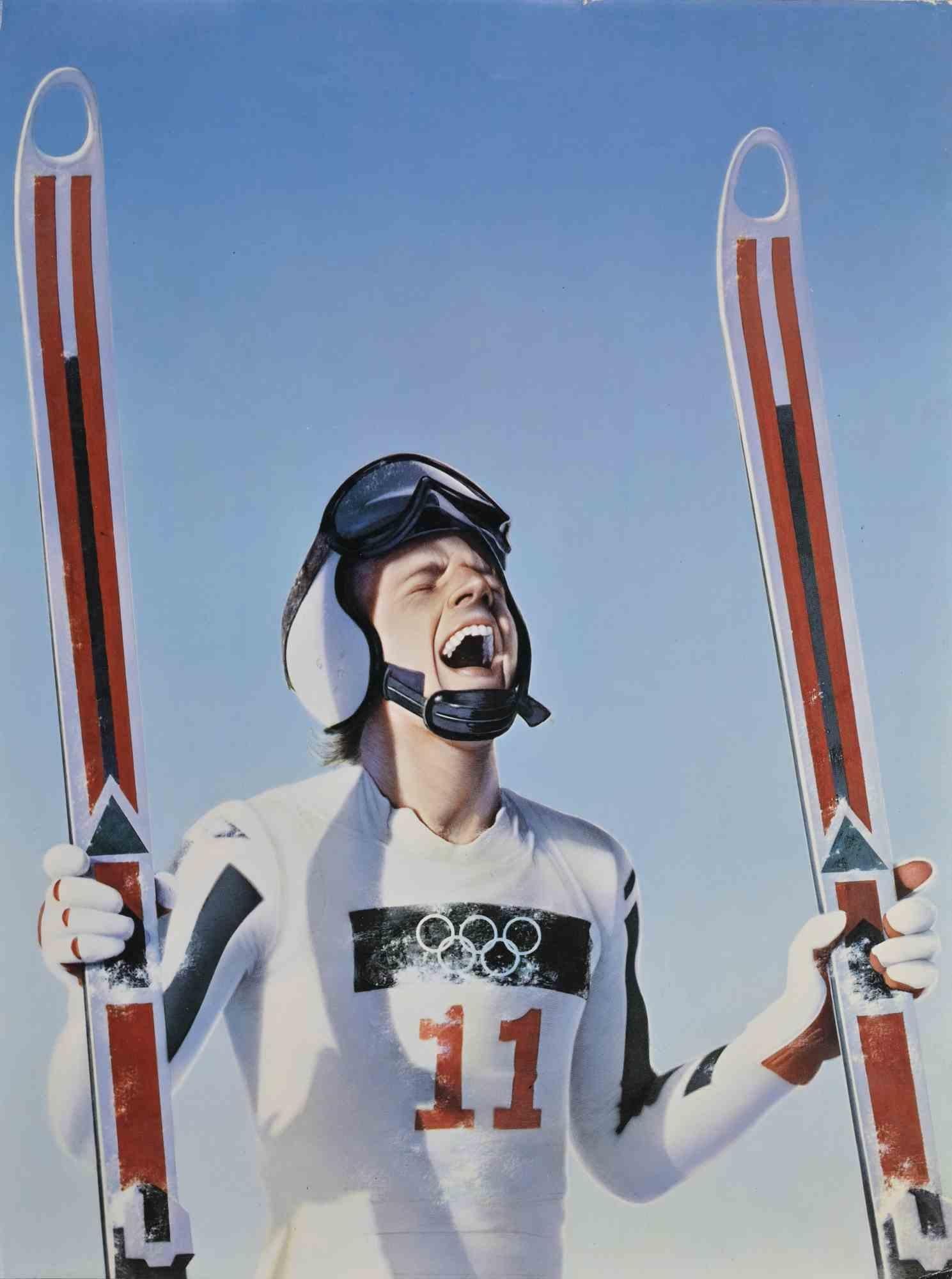 The Winner. XIV Olympic Winter Games, Sarajevo is a vintage poster realized by the artist Gottfried Helnwein, in occasion of the XIV Winter Olympics games in Sarajevo, in 1984.

Very good conditions.

Gottfried Helnwein is an Austrian-Irish