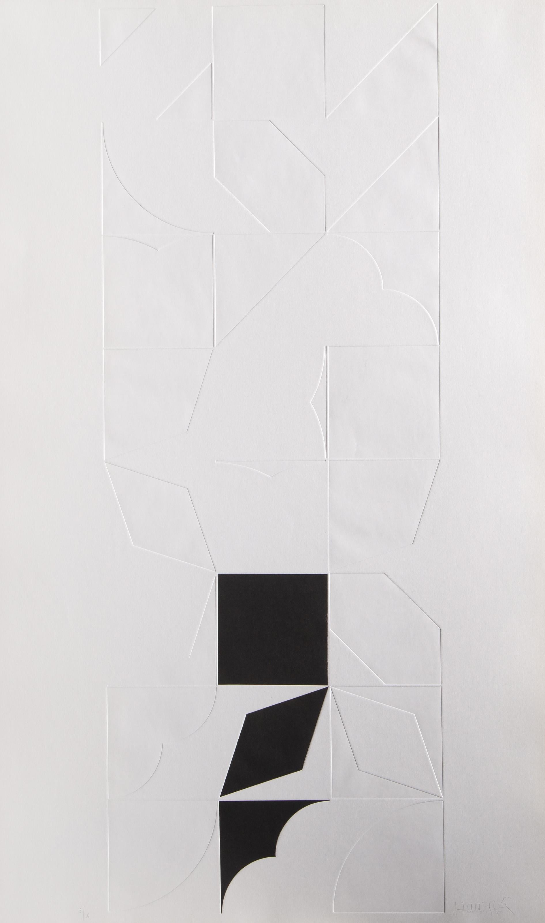 Composizione in bianco e nero, serigrafia e calcografia geometrica astratta