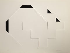 Blatt C, Minimalistischer Siebdruck und Collage von Gottfried Honegger