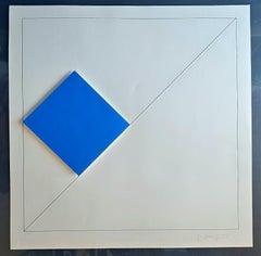 Concrete Geometric Abstract Composition with Blue (~44% OFF LIST PRICE)