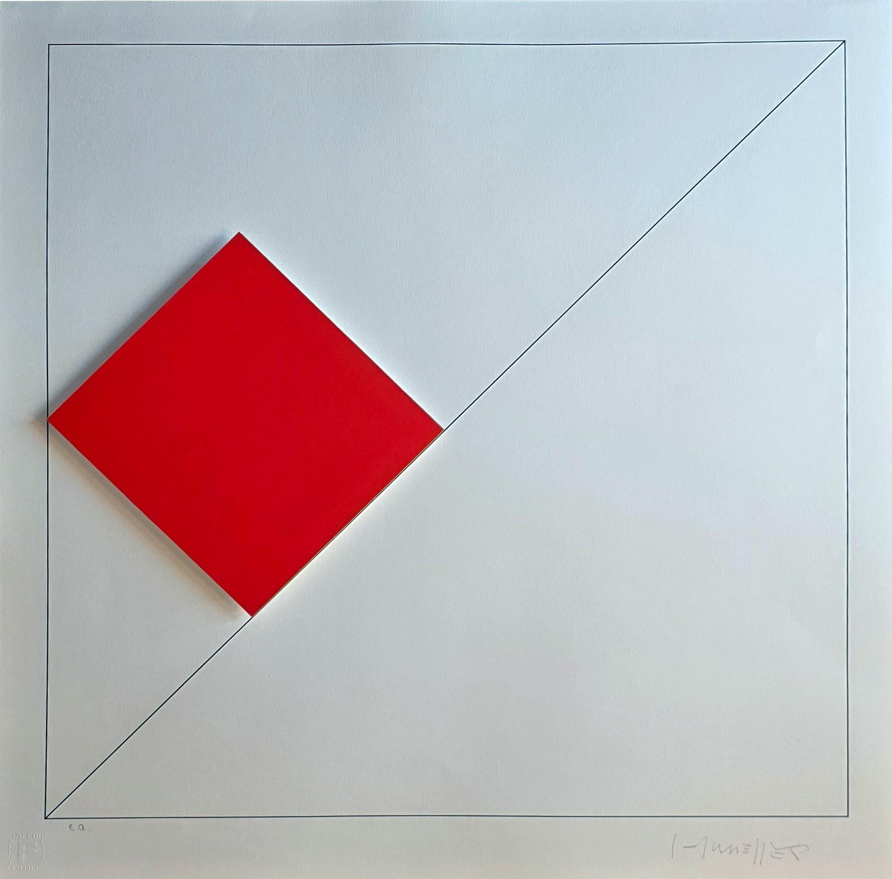 Concrete Geometric Abstract Composition with Red (~44% OFF LIST PRICE)